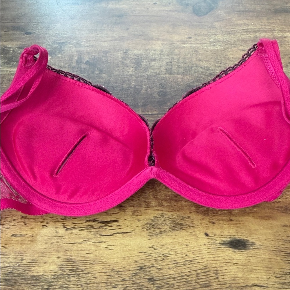Aerie Fuchsia and Black Embroidered Bra - Picture 8 of 9